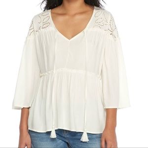 NWT True Craft Laser Cut Ivory Blouse
